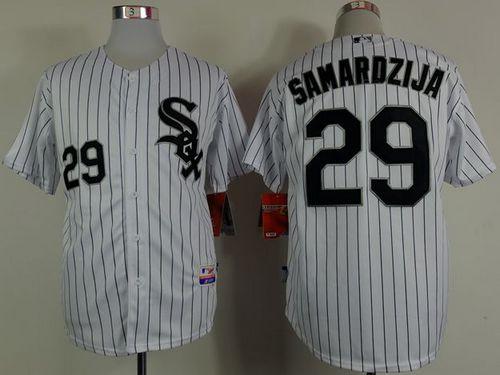White Sox #29 Jeff Samardzija White Black Strip Stitched MLB Jerseys